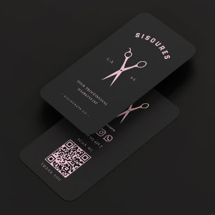 Barbershop Hair Stylist Pink Scissors Barber Business Card