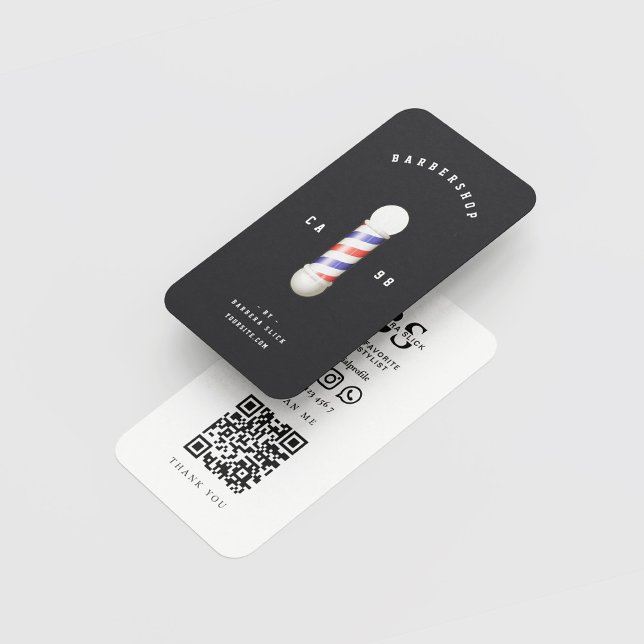 Barbershop Haircut Hairstylist Barber's Pole Business Card (Creator Uploaded)