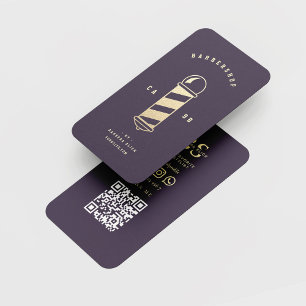 Barbershop Haircut Hairstylist Gold Barber's Pole Business Card