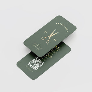 Barbershop Haircut Hairstylist Gold Scissors Business Card