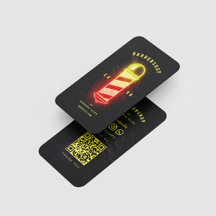 Barbershop Hairstylist Glowing Barber's Pole Business Card