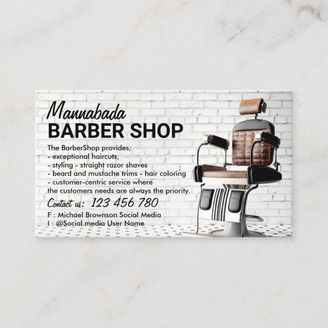 Barbershop hipster salon business card (Front)