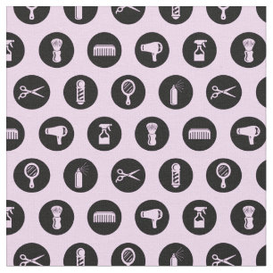 Barbershop Icons Hair Salon Barber CUSTOM BG COLOR Fabric