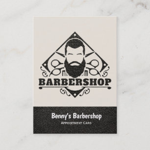 Barbershop leather look appointment card