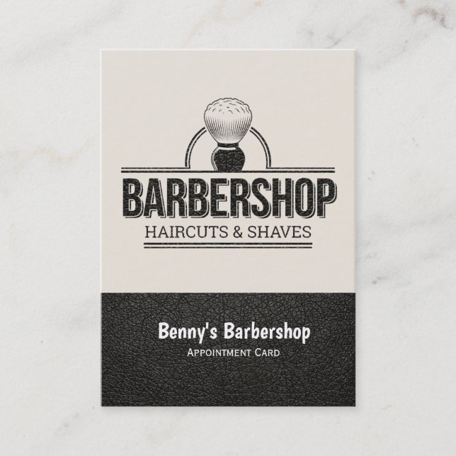 Barbershop leather look appointment card (Front)