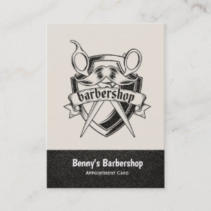 Barbershop leather look appointment card