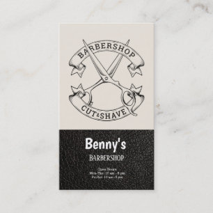 Barbershop leather look business card
