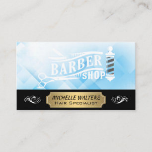 Barbershop Owner Barber Pole Logo Business Card
