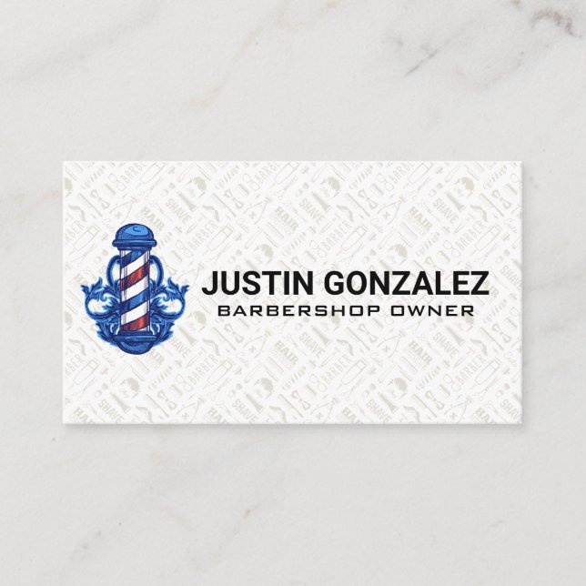 Barbershop Pattern | Barber Pole Business Card (Front)