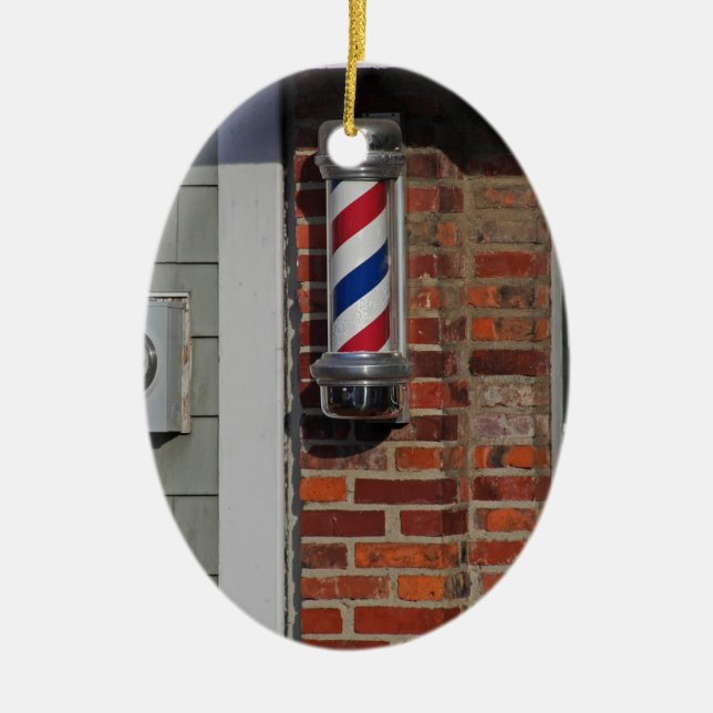 Barbershop Pole Vector Ceramic Ornament (Front)