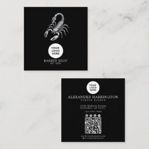 Barbershop Professional Silver Scorpion Qr Code Square Business Card