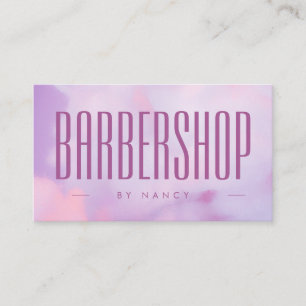 Barbershop Qr Code Logo Purple Holographic  Business Card