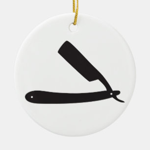 barbershop razor ceramic ornament