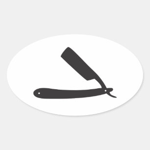 barbershop razor oval sticker