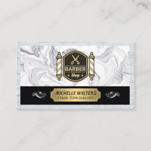 Barbershop Scissors   Barber Pole   Brick  Business Card