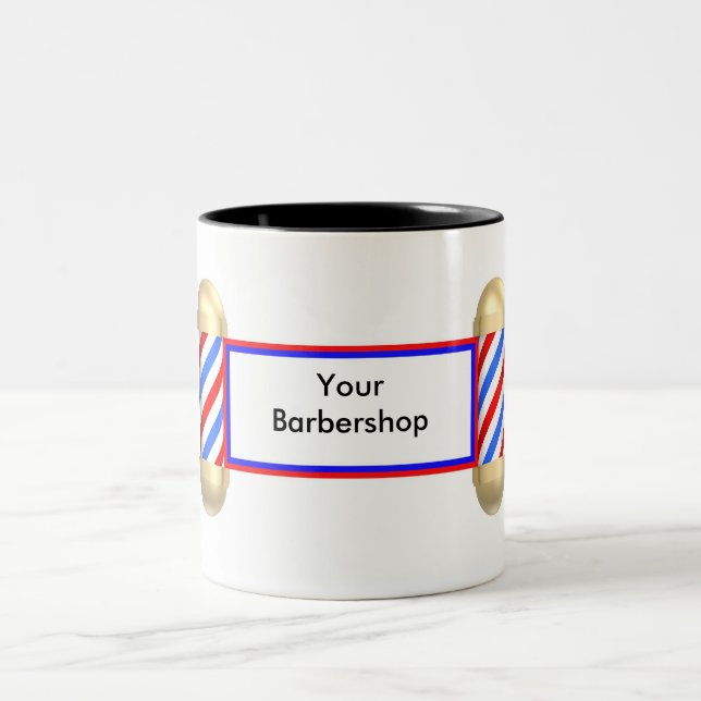 Barbershop scroll Two-Tone coffee mug (Center)