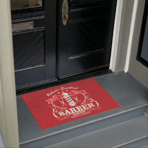 Barbershop Stylist Barber Entrance Door Mat Red