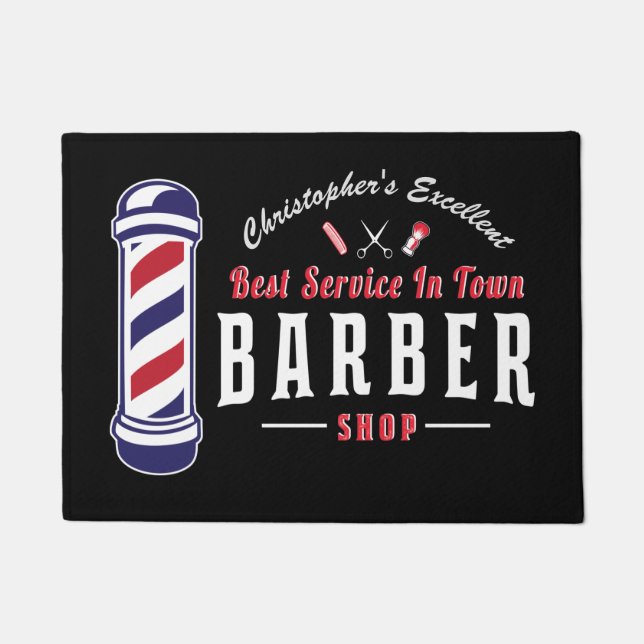 Barbershop Stylist Barber Monogram Door Mat (Front)