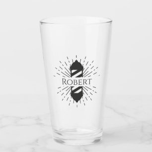 Barbershop Stylist Barber Pole Monogram Glass