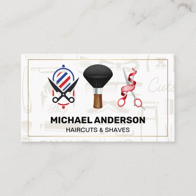 Barbershop Tools | Haircut Specialist Business Card (Front)