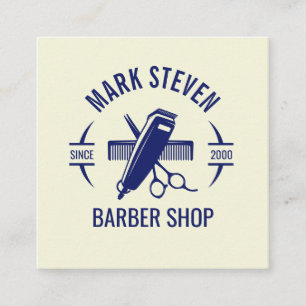 Barbershop Vintage Beige Colour Hair stylish Square Business Card
