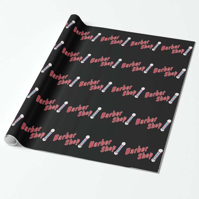 Barbershop Wrapping Paper (Unrolled)