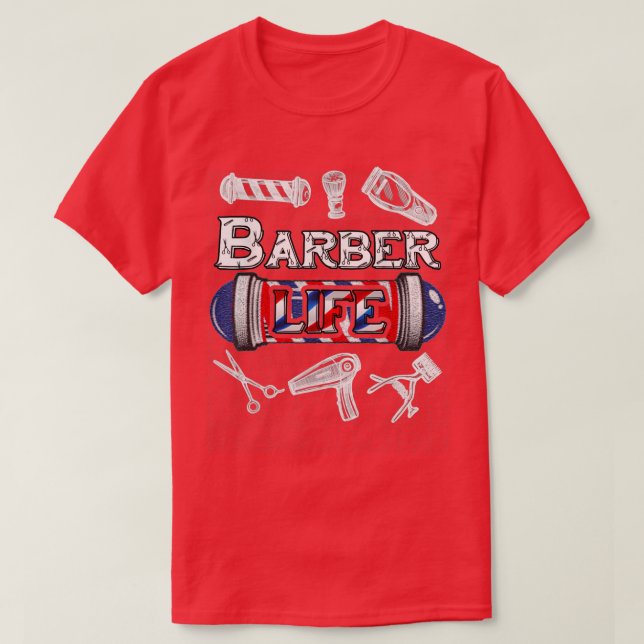 Barberx27s Pole Barber Hairstylist Hair Christmas T-Shirt (Design Front)