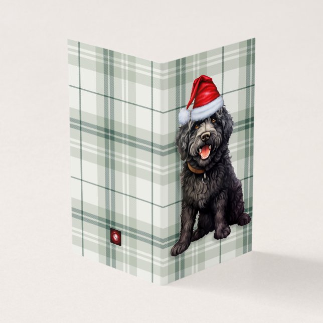 Barbet Christmas Dog Green Holiday Plaid (Outside)