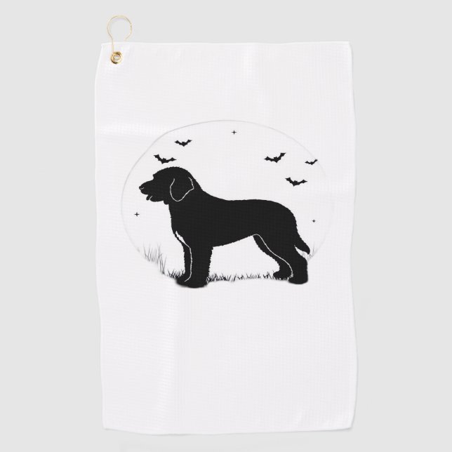 Barbet Dog – Halloween Moon Silhouette Oversized T Golf Towel (Front)