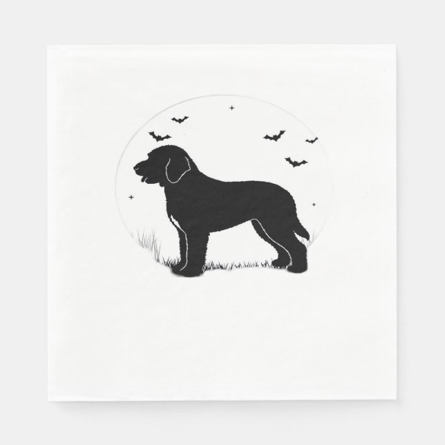 Barbet Dog – Halloween Moon Silhouette Oversized T Napkin (Front)