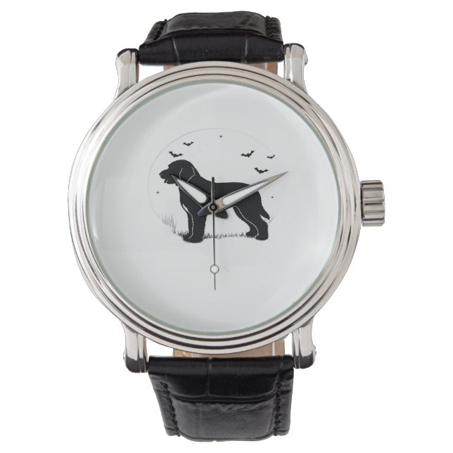 Barbet Dog – Halloween Moon Silhouette Oversized T Watch (Front)