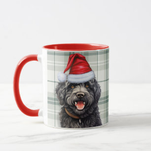Barbet Dog Holiday Green Plaid Christmas Mug
