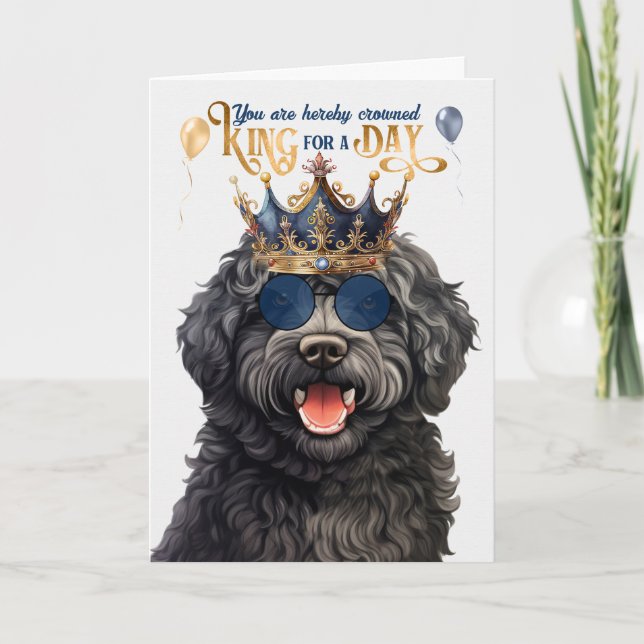 Barbet Dog King for Day Funny Birthday Card (Front)