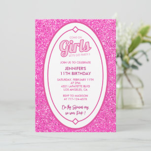Barbi 11th birthday invitations Glitter fushia