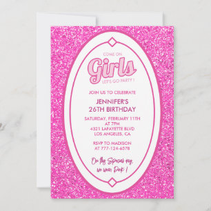 Barbi 26th birthday invitations Glitter Girl