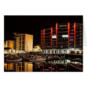 Barbican North Quay by Night - blank notelet