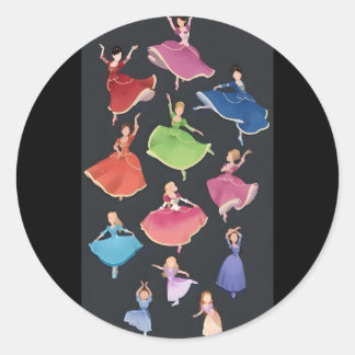 Barbie 12 dancing princesses classic round sticker
