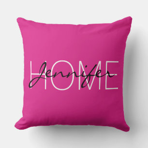 Barbie pink colour home monogram cushion