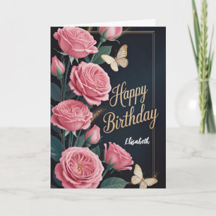 Barbie pink roses flowers card