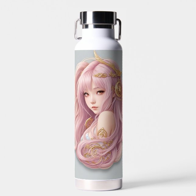 barbie pink with cuteness water bottle (Front)