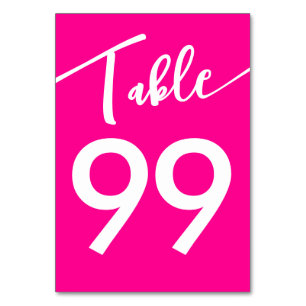 Barbiecore Hot Pink White Calligraphy Wedding Table Number
