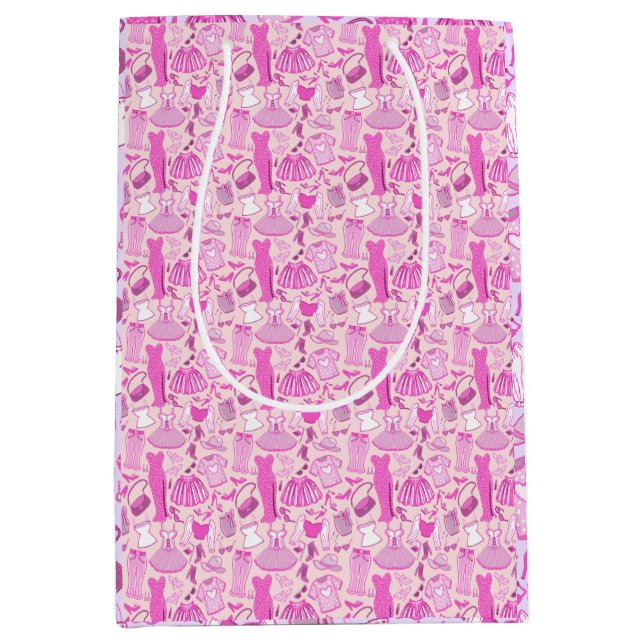 Barbiecore Pink and Hot Pink Fashion Medium Gift Bag (Front)