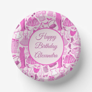 Barbiecore Pink and Hot Pink Fashion Pattern Paper Plate