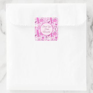 Barbiecore Pink and Hot Pink Fashion Pattern Square Sticker