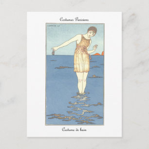 Barbier Art Deco French Fashion Bathing Suit Postcard