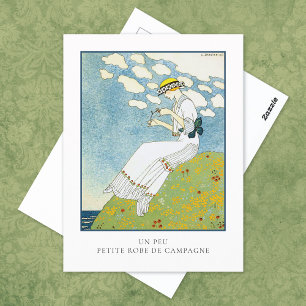 Barbier Little White Dress French Fashion Postcard