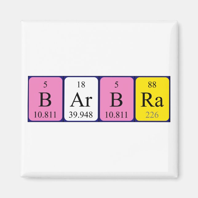 Barbra periodic table name magnet (Front)