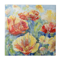 Barb's Poppies Decorative Accent Tile
