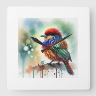 Barbudo Bird 010924AREF138 - Watercolor Square Wall Clock