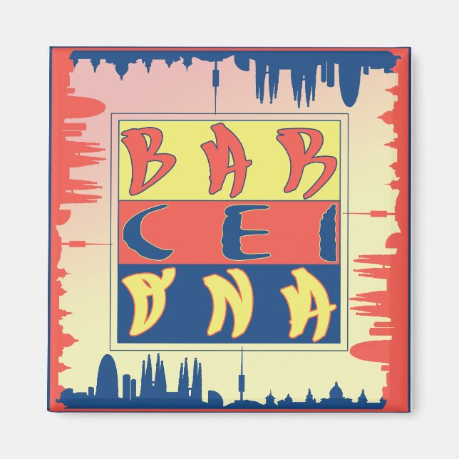 Barcelona 2 Inch Square Magnet (Front)